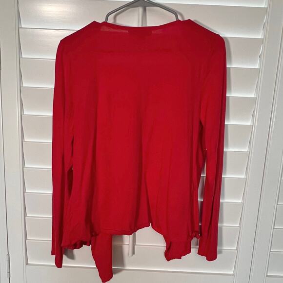 Women's Open Front Red Sweater Size Medium Liz Claiborne - Picture 2 of 7
